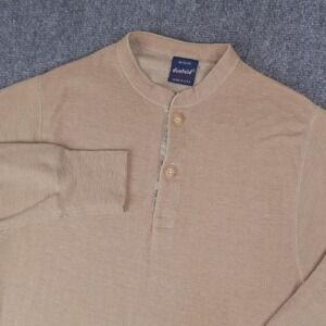 Vintage Duofold Thermal Henley Men M Tan Wool Blend Base Layer Made in USA